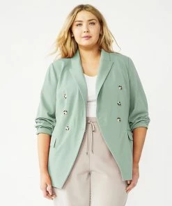 Plus Size Nine West Double Breasted Blazer Mint Virtue