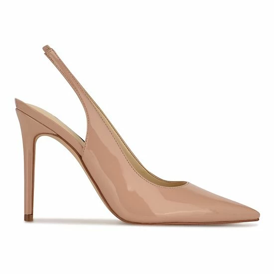 Nine West Feather Women's Sling Back Pumps Medium Natural Patent 2 Nine West Feather Women's Sling Back Pumps Medium Natural Patent - Image 2
