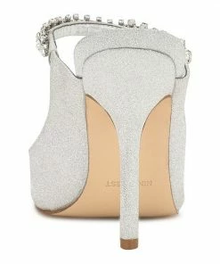Nine West Fortun Women's Heeled Rhinestone Mules Silver Glitter 11 Nine West Fortun Women's Heeled Rhinestone Mules Silver Glitter -Nine West Shop unnamed file 3132
