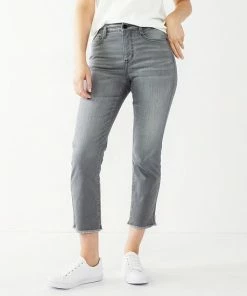 Women's Nine West Slimming-Pocket High-Waisted Straight Crop Jeans Medium Wash -Nine West Shop unnamed file 3149