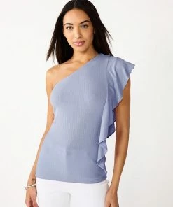 Women's Nine West One-Shoulder Flutter Sleeve Top Black 8 Women's Nine West One-Shoulder Flutter Sleeve Top Black -Nine West Shop unnamed file 3178