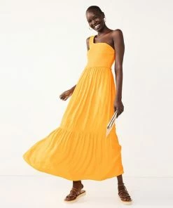 Women's Nine West One-Shoulder Smocked Maxi Dress Abstract Fronds -Nine West Shop unnamed file 3203