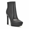 Nine West Loraa Women's Platform Ankle Boots Black Leather