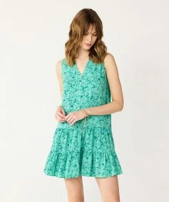 Petite Nine West Button-Front Tiered Drop-Waist Dress Broken Leaves -Nine West Shop unnamed file 3222