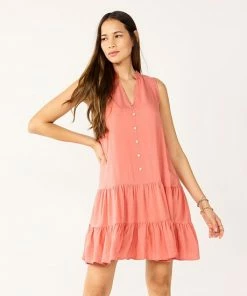Petite Nine West Button-Front Tiered Drop-Waist Dress Broken Leaves -Nine West Shop unnamed file 3223