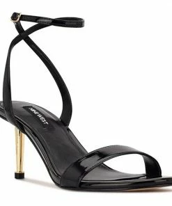 Nine West Anny Women's Strappy Heeled Dress Sandals Light Natural Patent