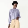 Women's Nine West Long Sleeve Smocked Top Cobble Dot