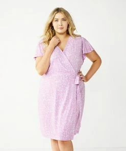 Plus Size Nine West Flutter Sleeve Wrap Dress Yellow Brushy Multi -Nine West Shop unnamed file 3274