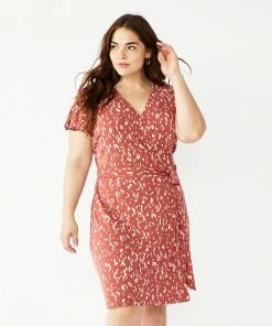 Plus Size Nine West Flutter Sleeve Wrap Dress Yellow Brushy Multi -Nine West Shop unnamed file 3277