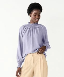 Women's Nine West Long Sleeve Smocked Top Cobble Dot -Nine West Shop unnamed file 328