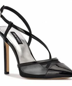 Nine West Timie Women's Strappy Dress Pumps Silver Clear