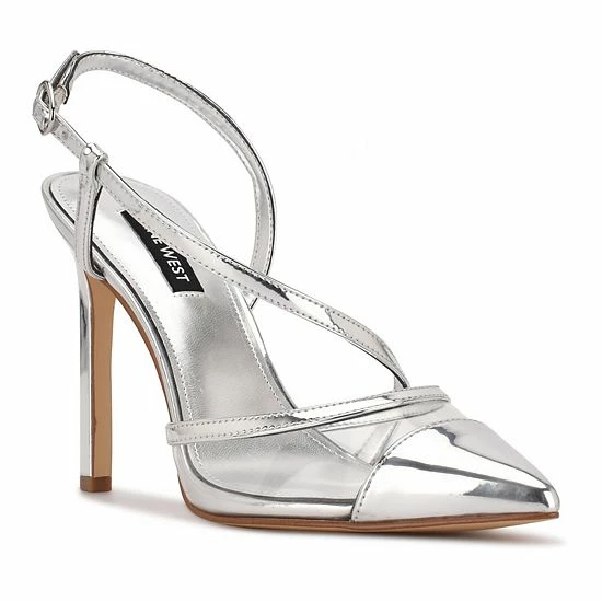 Nine West Timie Women's Strappy Dress Pumps Silver Clear 8 Nine West Timie Women's Strappy Dress Pumps Silver Clear - Image 8