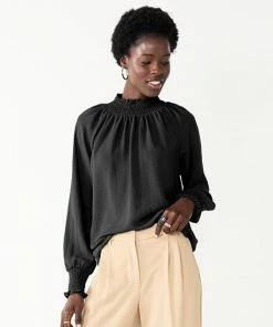 Women's Nine West Long Sleeve Smocked Top Cobble Dot -Nine West Shop unnamed file 329