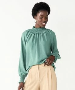 Women's Nine West Long Sleeve Smocked Top Cobble Dot -Nine West Shop unnamed file 331