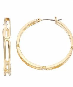 Nine West Large Link Hoop Earrings Silver Tone -Nine West Shop unnamed file 3330