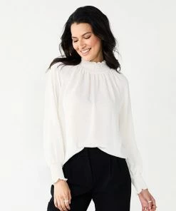 Women's Nine West Long Sleeve Smocked Top Cobble Dot -Nine West Shop unnamed file 335