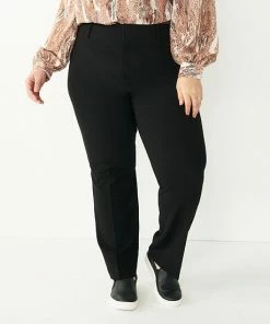 Plus Size Nine West Menswear Wide Magic Waist Bootcut Pants Black