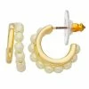 Nine West Gold Tone And Simulated Pearl Two-Row C-Hoop Earrings