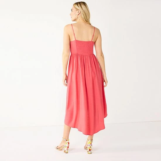 Women's Nine West Twist Front High-Low Midi Dress Sicily Tomato 2 Women's Nine West Twist Front High-Low Midi Dress Sicily Tomato - Image 2