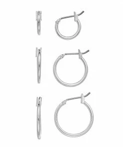 Nine West Silver Tone Hoop Earring Set