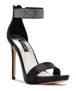 Nine West Utell Women's Rhinestone High Heel Dress Sandals Black