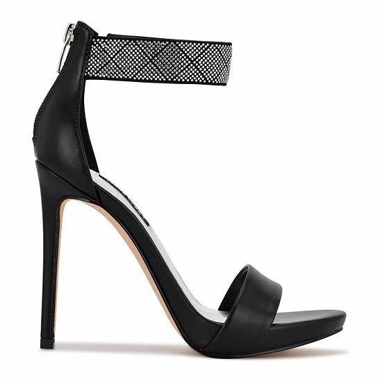 Nine West Utell Women's Rhinestone High Heel Dress Sandals Black 2 Nine West Utell Women's Rhinestone High Heel Dress Sandals Black - Image 2