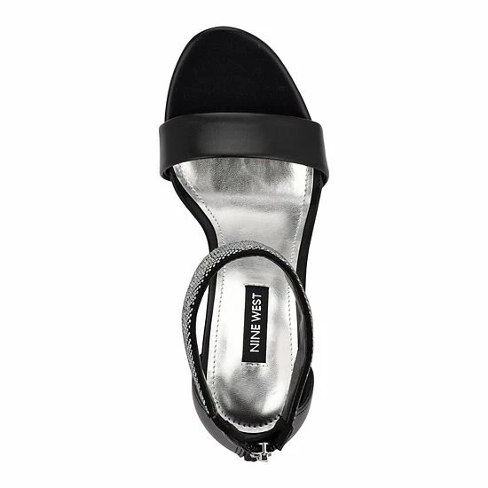 Nine West Utell Women's Rhinestone High Heel Dress Sandals Black 4 Nine West Utell Women's Rhinestone High Heel Dress Sandals Black - Image 4