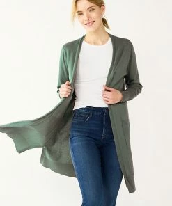 Women's Nine West High Slit Duster Cardigan Sergio Olive -Nine West Shop unnamed file 357