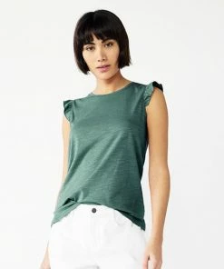 Petite Nine West Ruffle-Shoulder Top Mineral Black -Nine West Shop unnamed file 3613