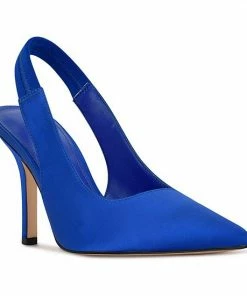Nine West Ciser Women's Slingback Heels Blue Satin