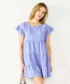 Women's Nine West Tiered Dolman-Sleeve Babydoll Dress Kelly Lavendar -Nine West Shop unnamed file 3674
