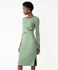 Women's Nine West Ribbed Long Sleeve Dress Mocha Frosting -Nine West Shop unnamed file 3679