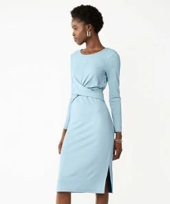 Women's Nine West Ribbed Long Sleeve Dress Mocha Frosting -Nine West Shop unnamed file 3681