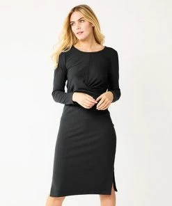 Women's Nine West Ribbed Long Sleeve Dress Mocha Frosting -Nine West Shop unnamed file 3683