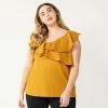 Plus Size Nine West Sleeveless Ruffle Detail Top Light Bronze