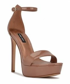 Nine West Goou Women's Platform Dress Sandals Light Natural Patent