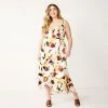 Plus Size Nine West Strappy Ruffle Hem Wrap Dress White Floral