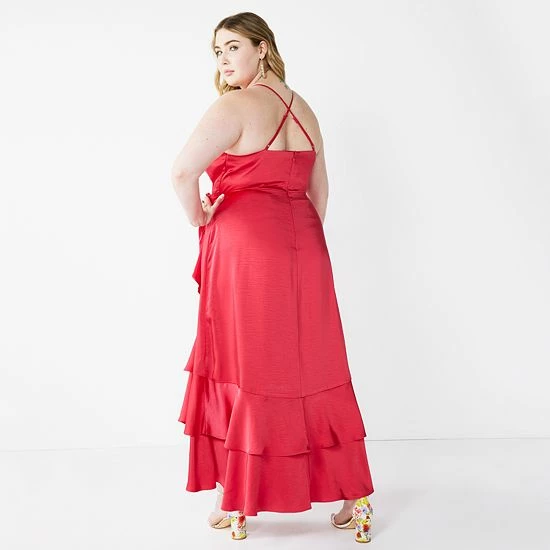 Plus Size Nine West Strappy Ruffle Hem Wrap Dress White Floral 2 Plus Size Nine West Strappy Ruffle Hem Wrap Dress White Floral - Image 2