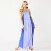 Petite Nine West Halter Neck Colorblock Maxi Dress Clematis Blue Combo