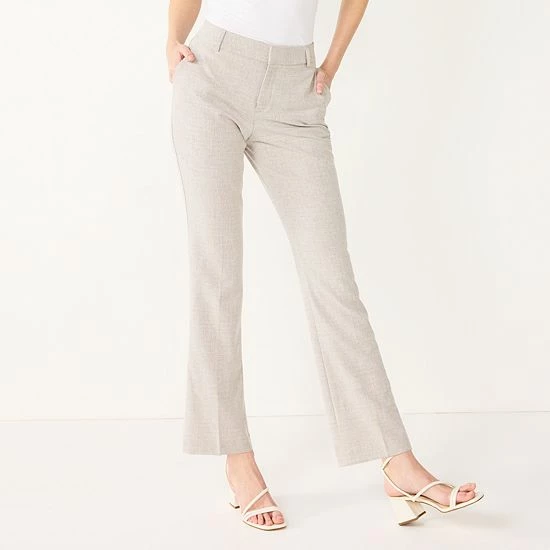 Women's Nine West Curvy Magic Waist Barely Bootcut Dress Pants Lt Taupe Birdseye Text 7 Women's Nine West Curvy Magic Waist Barely Bootcut Dress Pants Lt Taupe Birdseye Text - Image 7