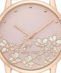 Nine West Women's Stainless Steel Mesh Bracelet Watch With Flower Dial Gold Tone -Nine West Shop unnamed file 3835