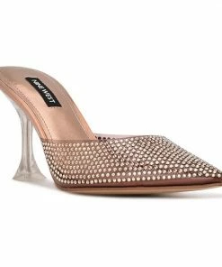 Nine West Hott Women's Heeled Rhinestone Mules Purple