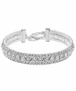 Nine West Thin Simulated Crystal Cuff Bracelet Silver Tone -Nine West Shop unnamed file 3914