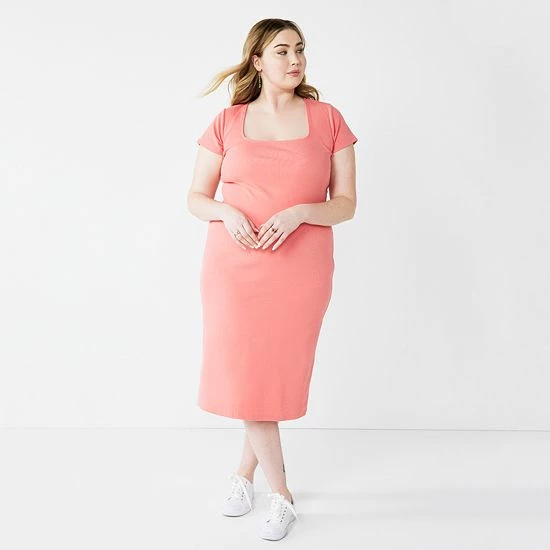 Plus Size Nine West Back Keyhole Cutout Bodyon Dress Cruz Coral 1 Plus Size Nine West Back Keyhole Cutout Bodyon Dress Cruz Coral