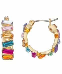 Nine West Gold Tone Simulated Crystal Hoop Earrings -Nine West Shop unnamed file 3938