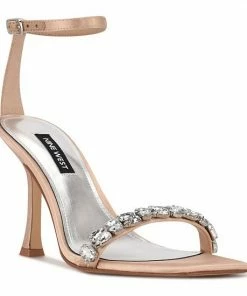 Nine West Yazmin Women's Rhinestone High Heel Dress Sandals Silver