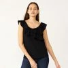 Petite Nine West Ruffle Neck Top Dogwood Leaf
