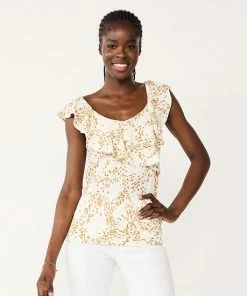 Petite Nine West Ruffle Neck Top Dogwood Leaf -Nine West Shop unnamed file 3971