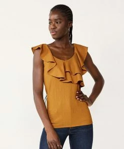 Petite Nine West Ruffle Neck Top Dogwood Leaf -Nine West Shop unnamed file 3972