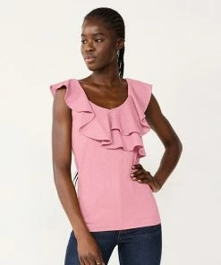 Petite Nine West Ruffle Neck Top Dogwood Leaf -Nine West Shop unnamed file 3973